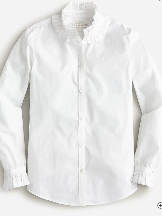 J. Crew Tops - J. Crew, White Ruffle Collar Button-Down Shirt,M